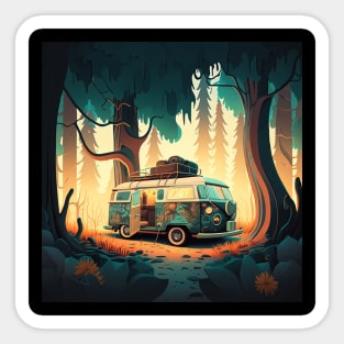 Camping Adventure in the Forest Sticker